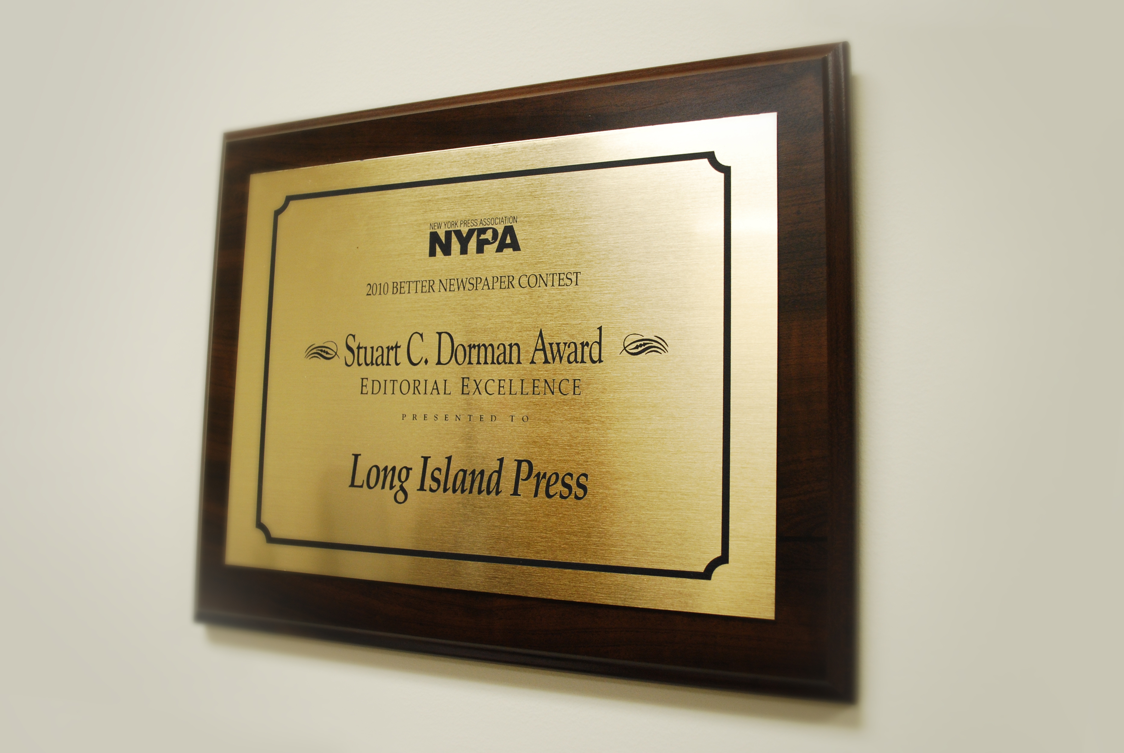 Long Island Press brought home New York Press Association's top prize, the Stuart C. Dorman Award for Editorial Excellence