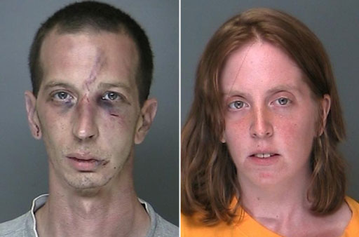 From left: David Laffer, the suspect police said killed four people during a Medford pharmacy robbery Sunday, and his wife, Melinda Brady, who police said drove him to and from the scene.