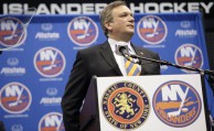 Nassau County Executive Edward Mangano speaks during a news conference at Nassau Veterans Memorial Coliseum in Uniondale, N.Y., Wednesday, May 11, 2011. Officials on New York's Long Island will ask voters this summer to approve a $400 million plan to build a new hockey arena next to the current home of the New York Islanders. (AP Photo/Seth Wenig)