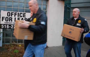 Federal Drug Enforcement Administration agents seized boxes of evidence from a Baldwin doctor's office on Wednesday (Long Island Press)
