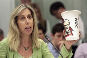 Nutritionist Lisa R. Young speaks during a New York City Board of Health public hearing on the proposal to limit the size of sugary drinks Tuesday, July 24, 2012 in New York. New York faced the next step in a bitter battle over large sugary drinks Tuesday, with the soft drink and restaurant industries protesting the mayor's proposed ban and the public lining up to have its say. (AP Photo/Mary Altaffer)