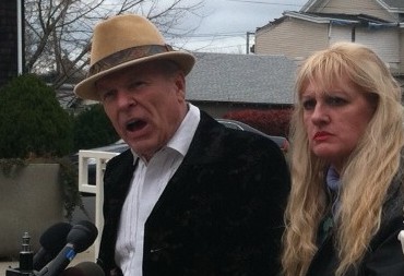 Mari Gilbert, Shannan's mother, and Attorney John Ray speak outside the Suffolk County Supreme Court Complex in Riverhead on Thursday, Nov. 15, 2012 (Long Island Press/Jaclyn Gallucci)