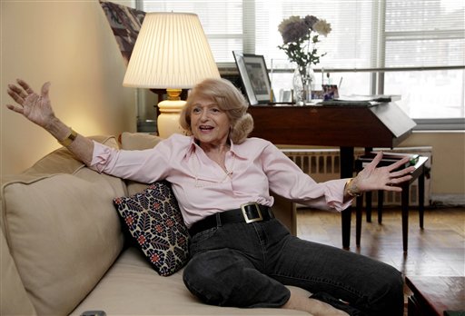 In this Wednesday, Dec. 12, 2012 photo, Edith Windsor speaks during an interview in her New York City apartment. Windsor has found some notoriety at age 83, as her challenge to the federal Defense of Marriage Act will be heard by the United States Supreme Court. (AP Photo/Richard Drew)