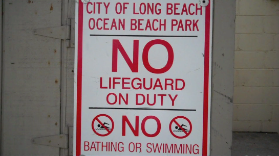 Beach Warning: No Lifeguards, No Swimming