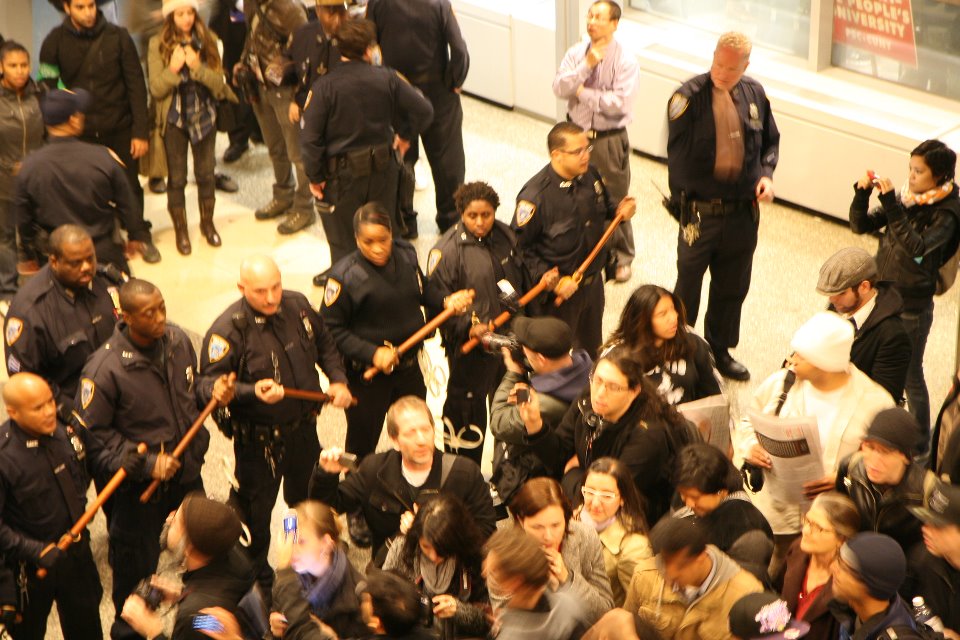 A photo of the protest taken by Baruch's student newspaper The Ticker (Photo: The Ticker/Facebook)