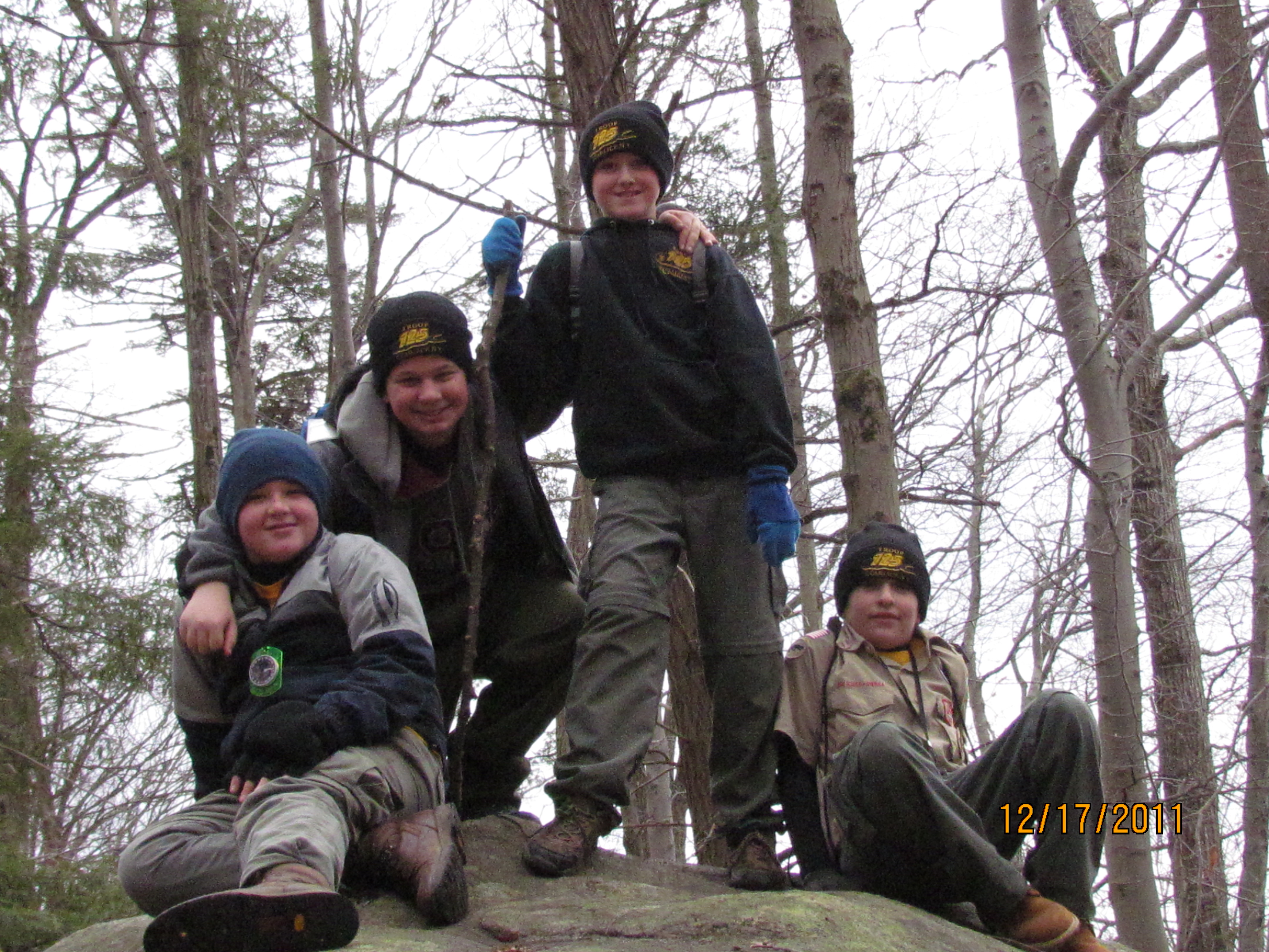 Photo Caption for I Survived Harriman.JPG:  Nick A., Josh I., Ryan (me) and Josh W. at Harriman State Park.