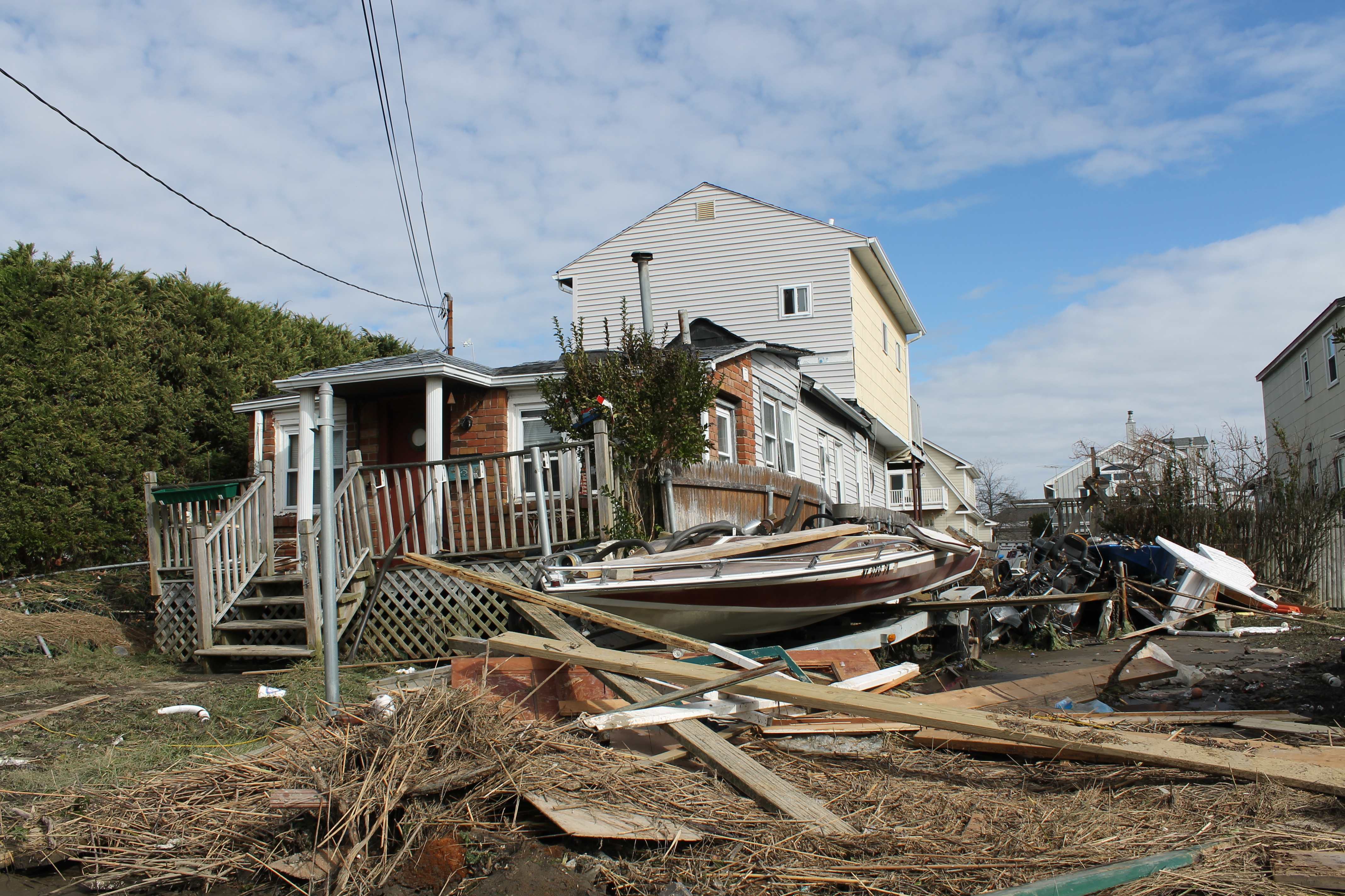 House in Lindenhurst where a dangerous storm surge destroyed several homes in the south shore village. (Photo credit: Rashed Mian)